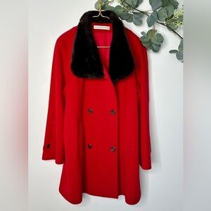Vintage Fairbrooke 100% Wool USA Made Lined Red Pea Coat Women’s Size 10 FLAW